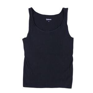 Quince tank scoop neck micro rib black sleeeveless top tencel blend basic sz S